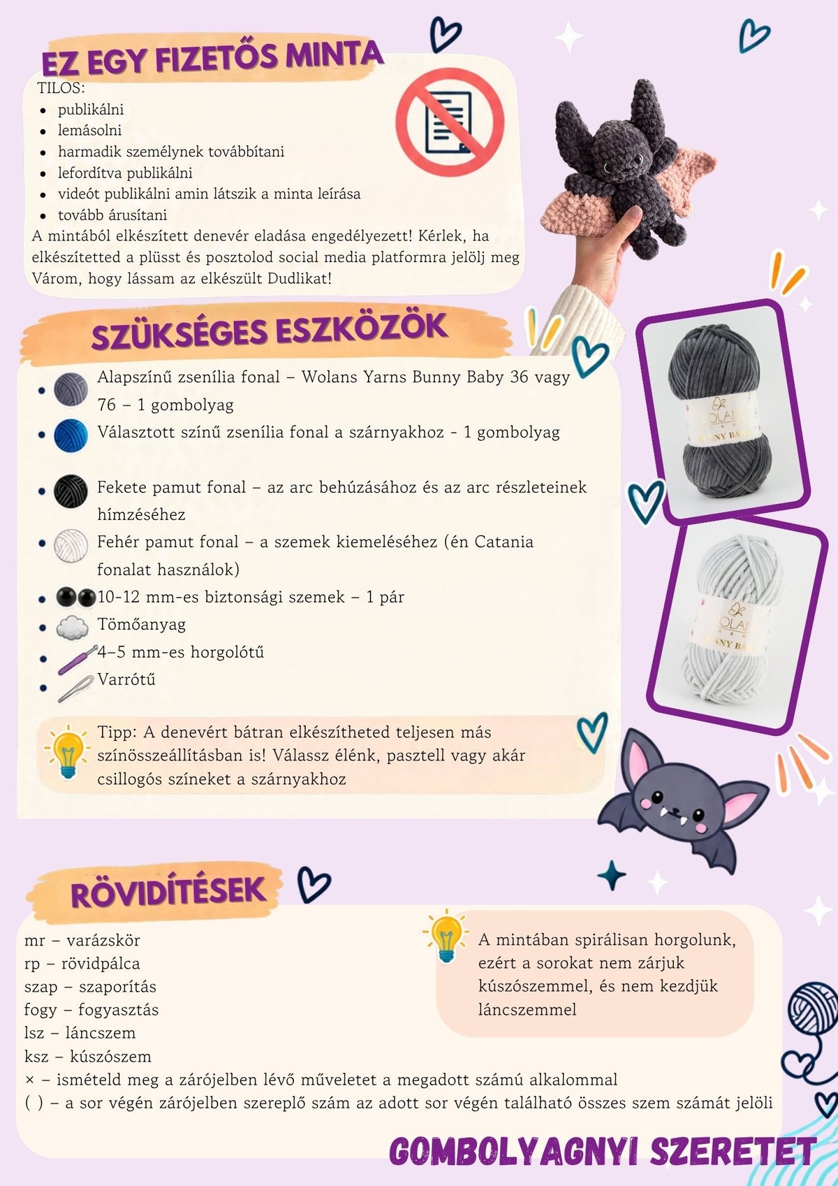 Dudli a baba denevér horgolás minta HUN/ENG (PDF)