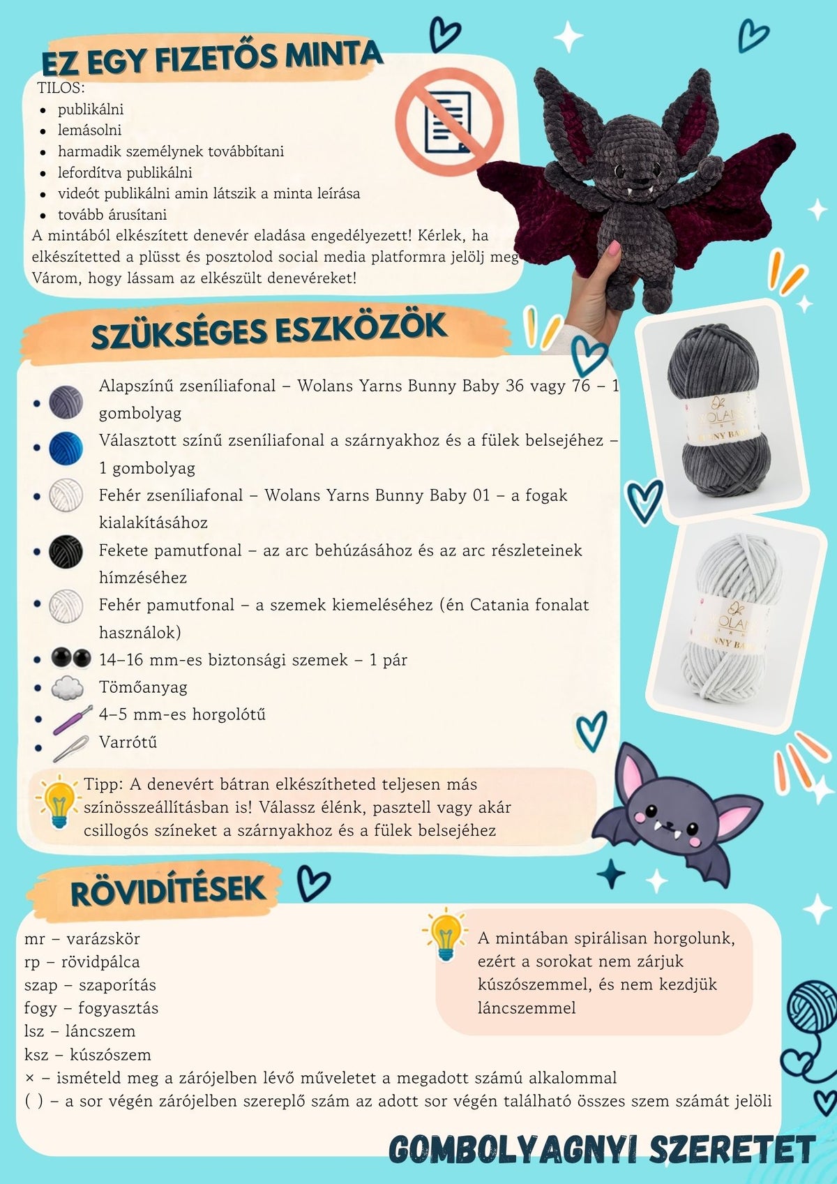 Elemér a denevér horgolás minta HUN/ENG (PDF)