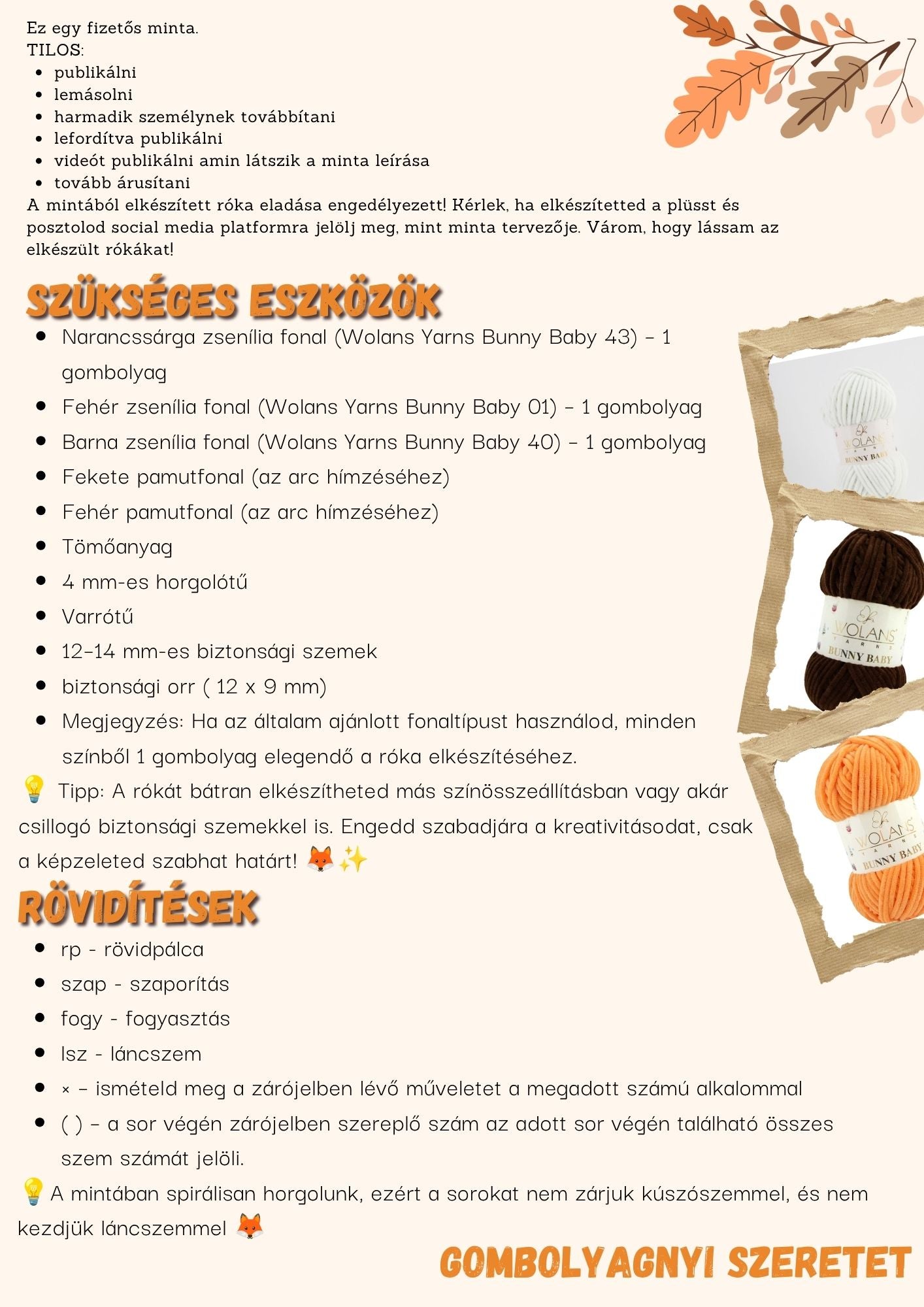 Róka horgolás minta HUN/ENG (PDF)