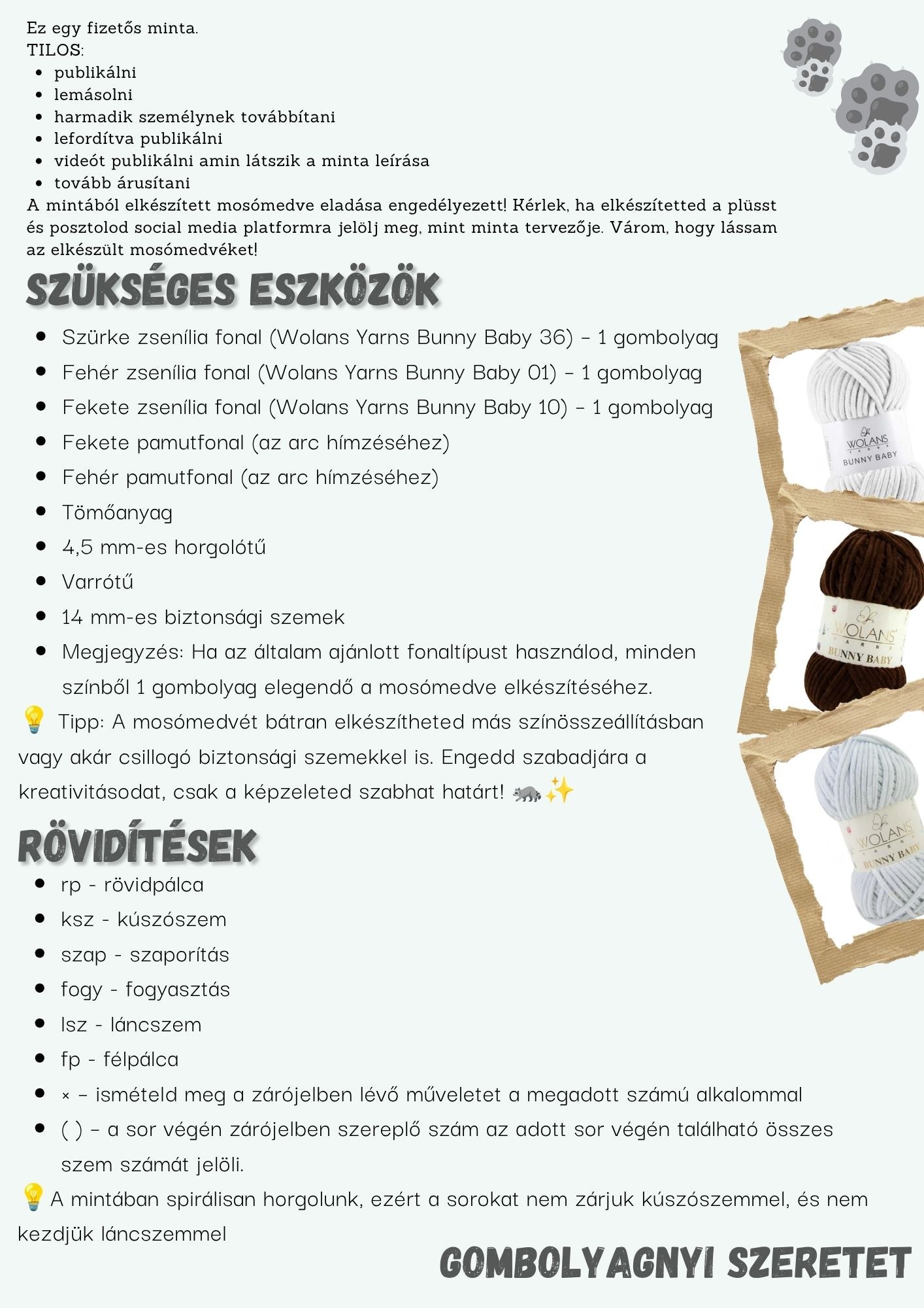 Mosómedve horgolás minta (HUN)